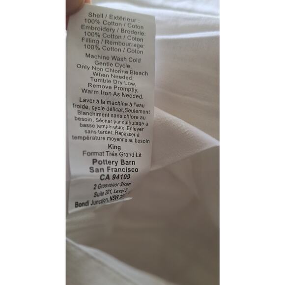 Pottery Barn Candlewick Handcrafted Quilted Cotton Set of 3 White Shams- King - Picture 7 of 14